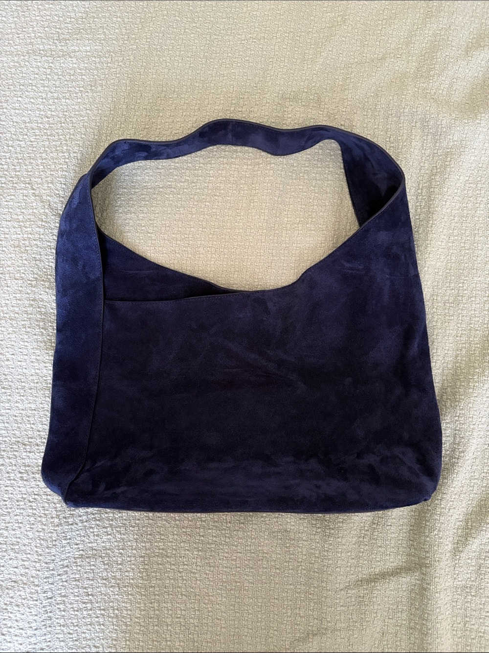 GUC Quince Suede Slouchy Shoulder Bag Tote - Navy